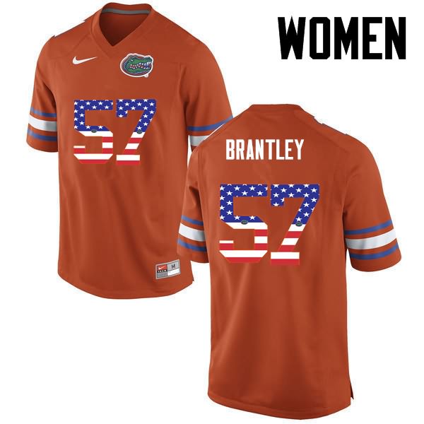 Women's NCAA Florida Gators Caleb Brantley #57 Stitched Authentic USA Flag Fashion Nike Orange College Football Jersey YIM2065MG